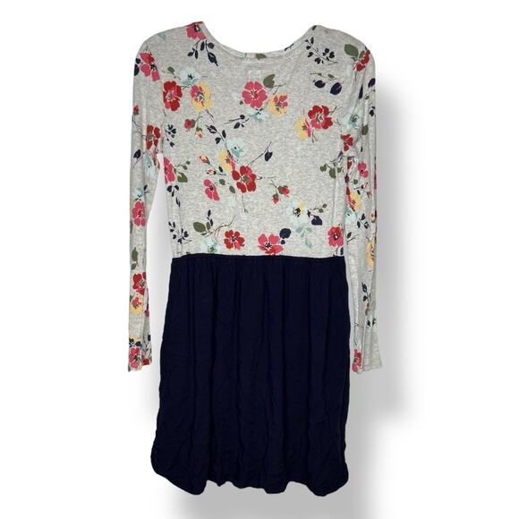 Girls GAP Kids Floral Color Block Navy Blue Dress 844904 Size Large - Picture 5 of 5
